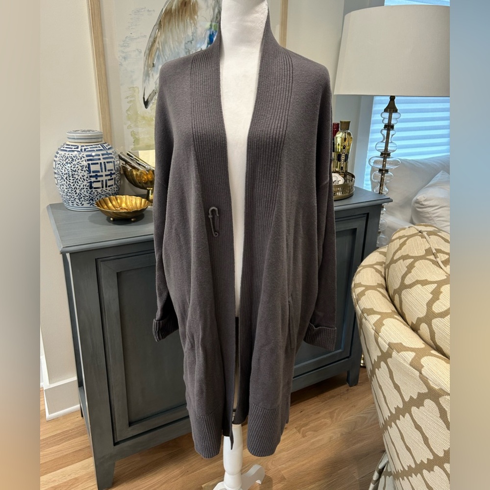 J Jill Open Sweater Gray Sz Large